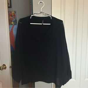 Zara Black V-Neck Long Sleeve Blouse